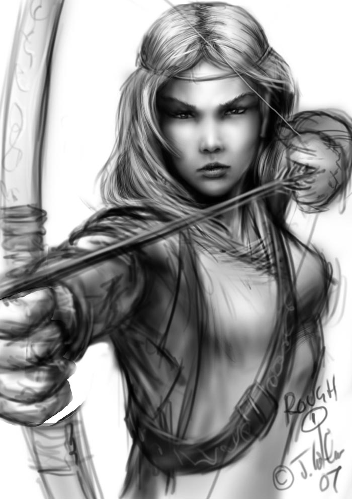 Warrior Girl High-Quality Drawing