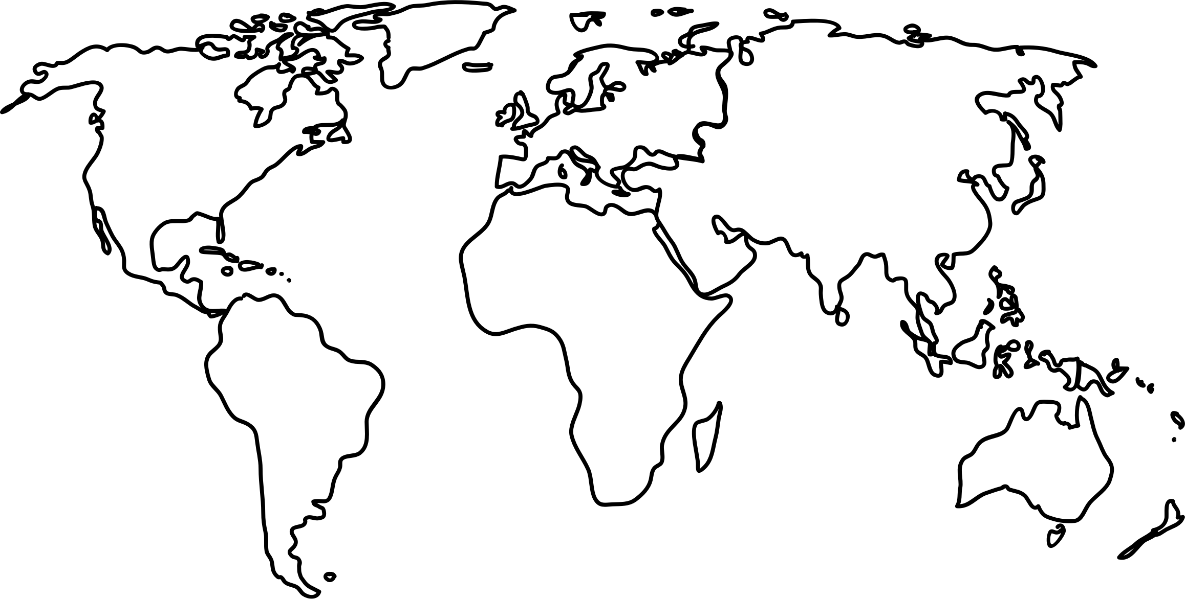 World Map High-Quality Drawing