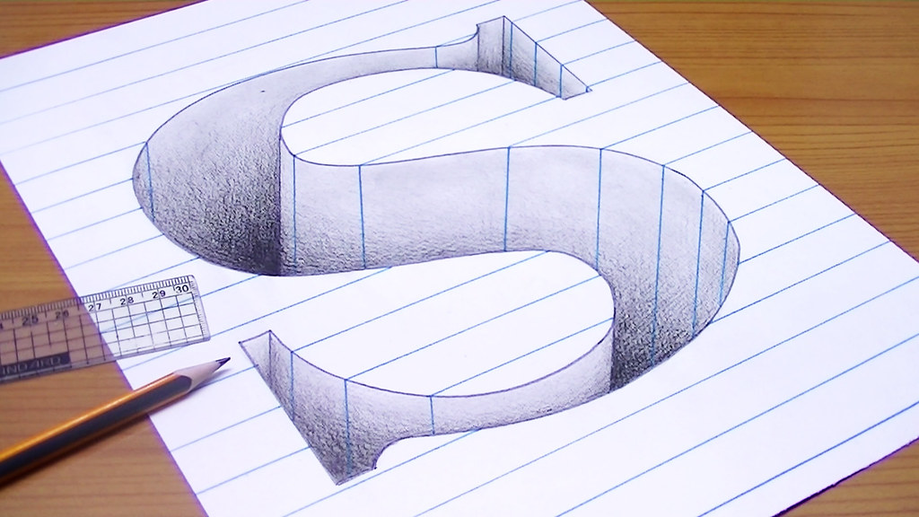 3D Letter S Drawing Creative Art