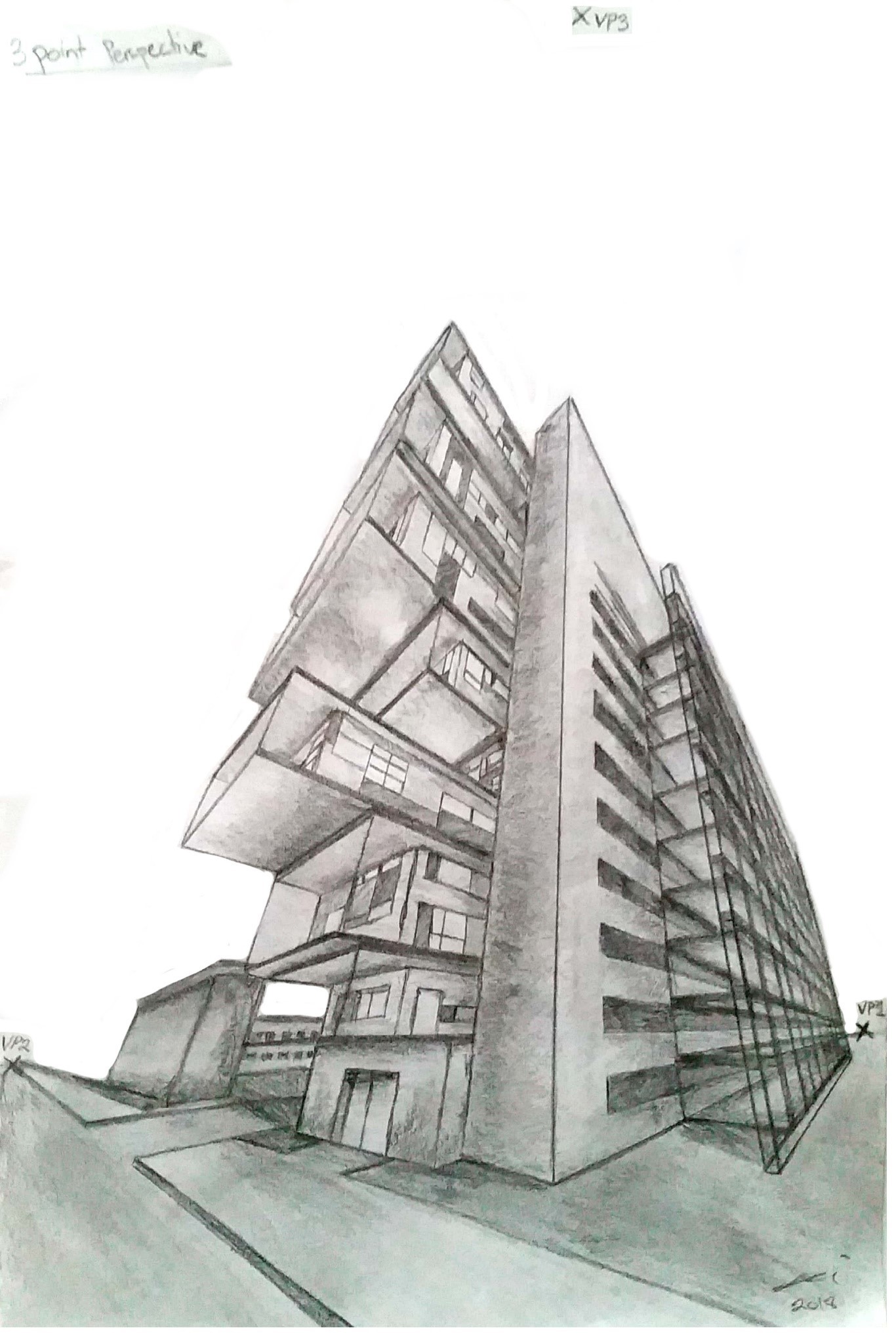 3rd Point Perspective Drawing High-Quality