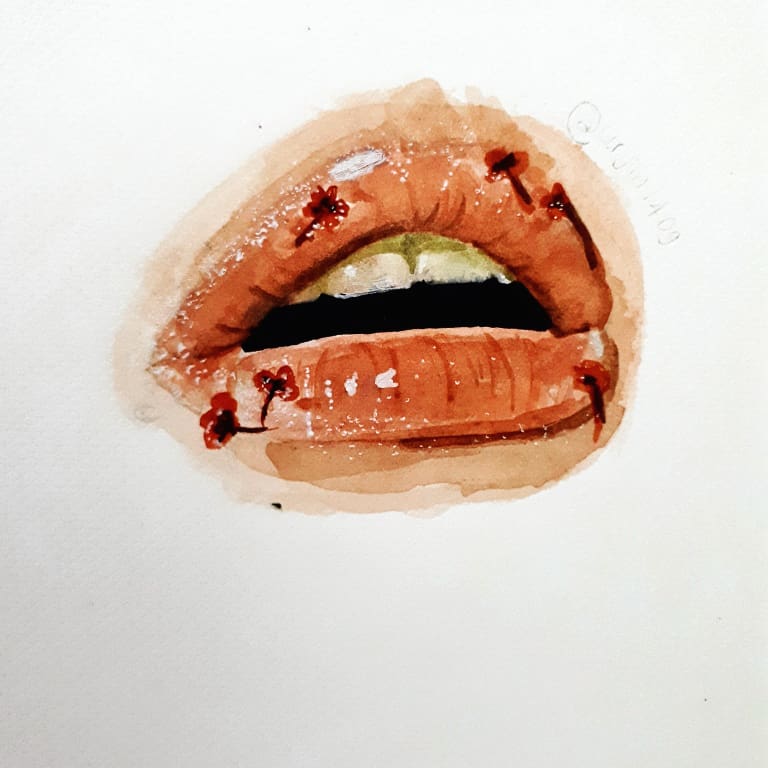 Aesthetic Lips Drawing Photo