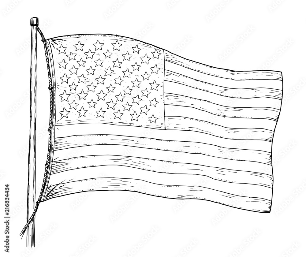 American Flag Drawing Realistic
