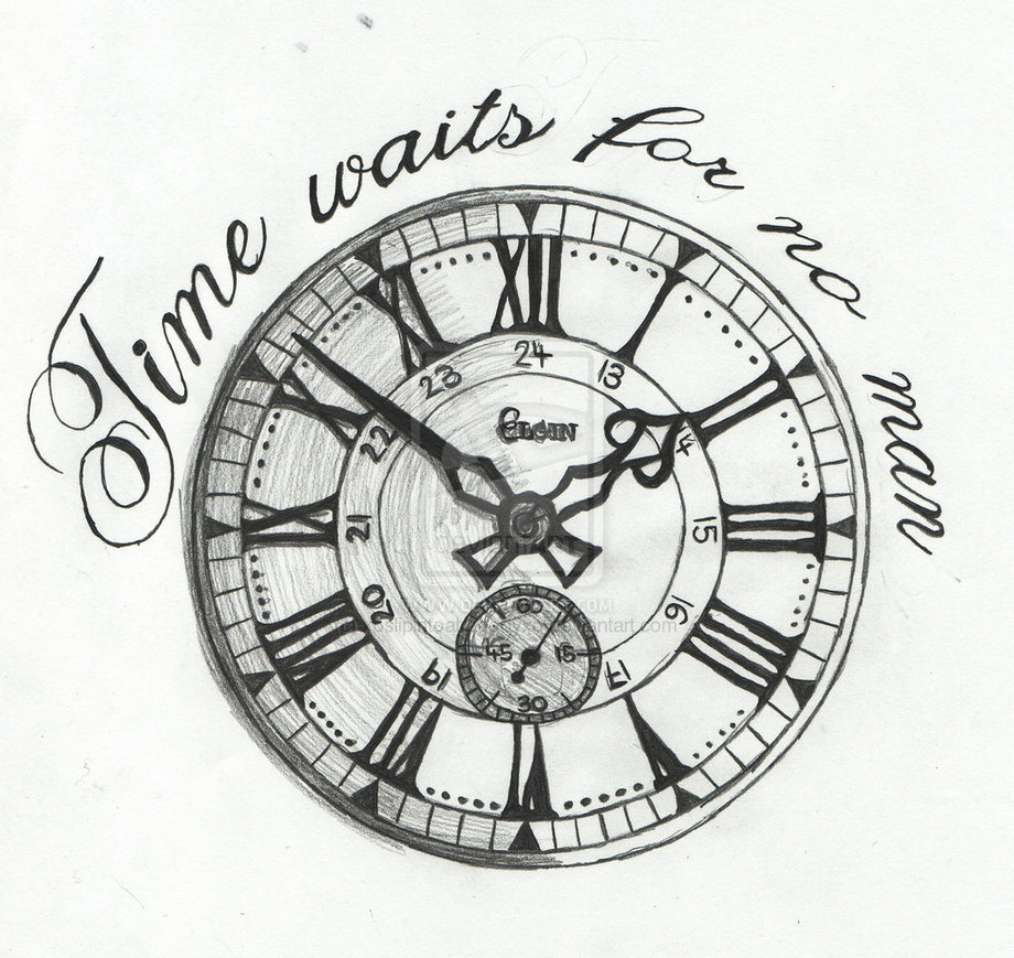 Clock Tattoo Drawing Beautiful Image