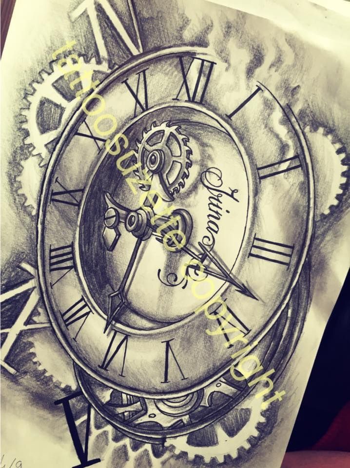Clock Tattoo Drawing Sketch