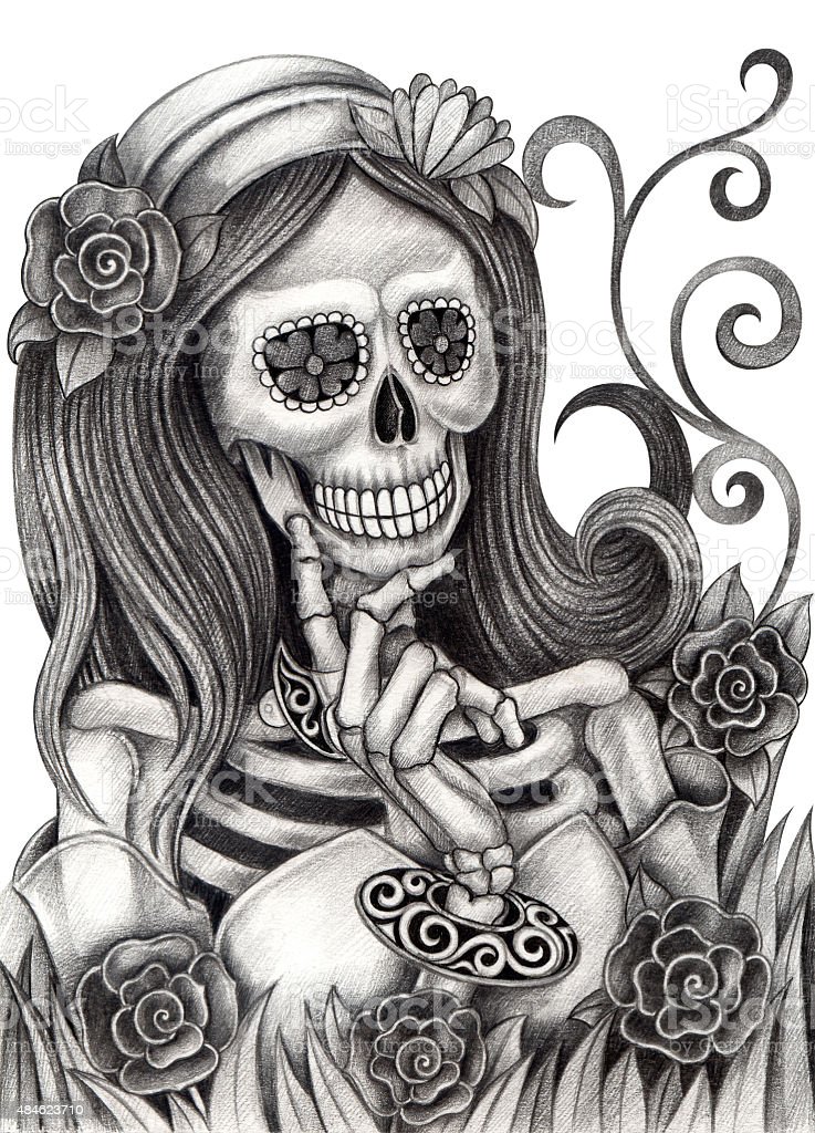 Day The Dead Skulls Drawing