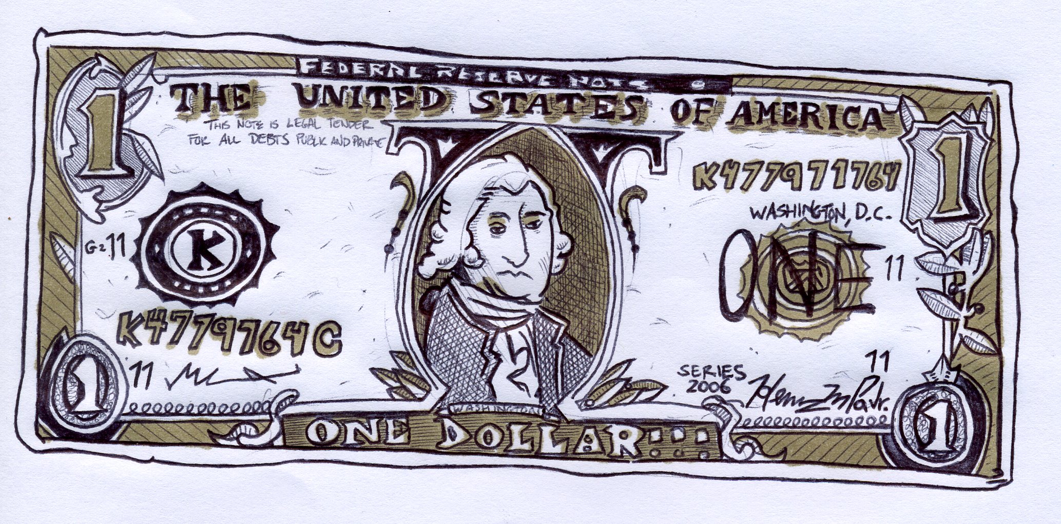Dollar Bill Drawing Photo