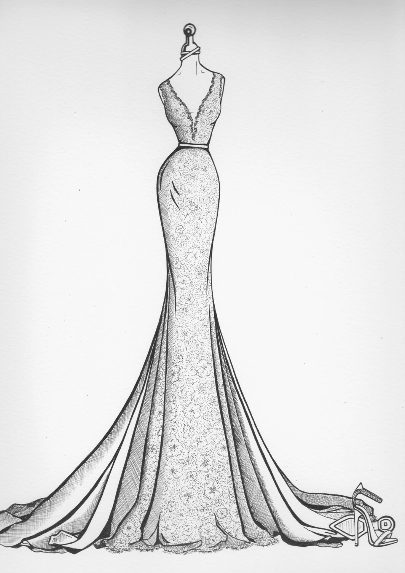Yowane Haku Dress Design Drawing by Michelle Pak - Fine Art America-saigonsouth.com.vn