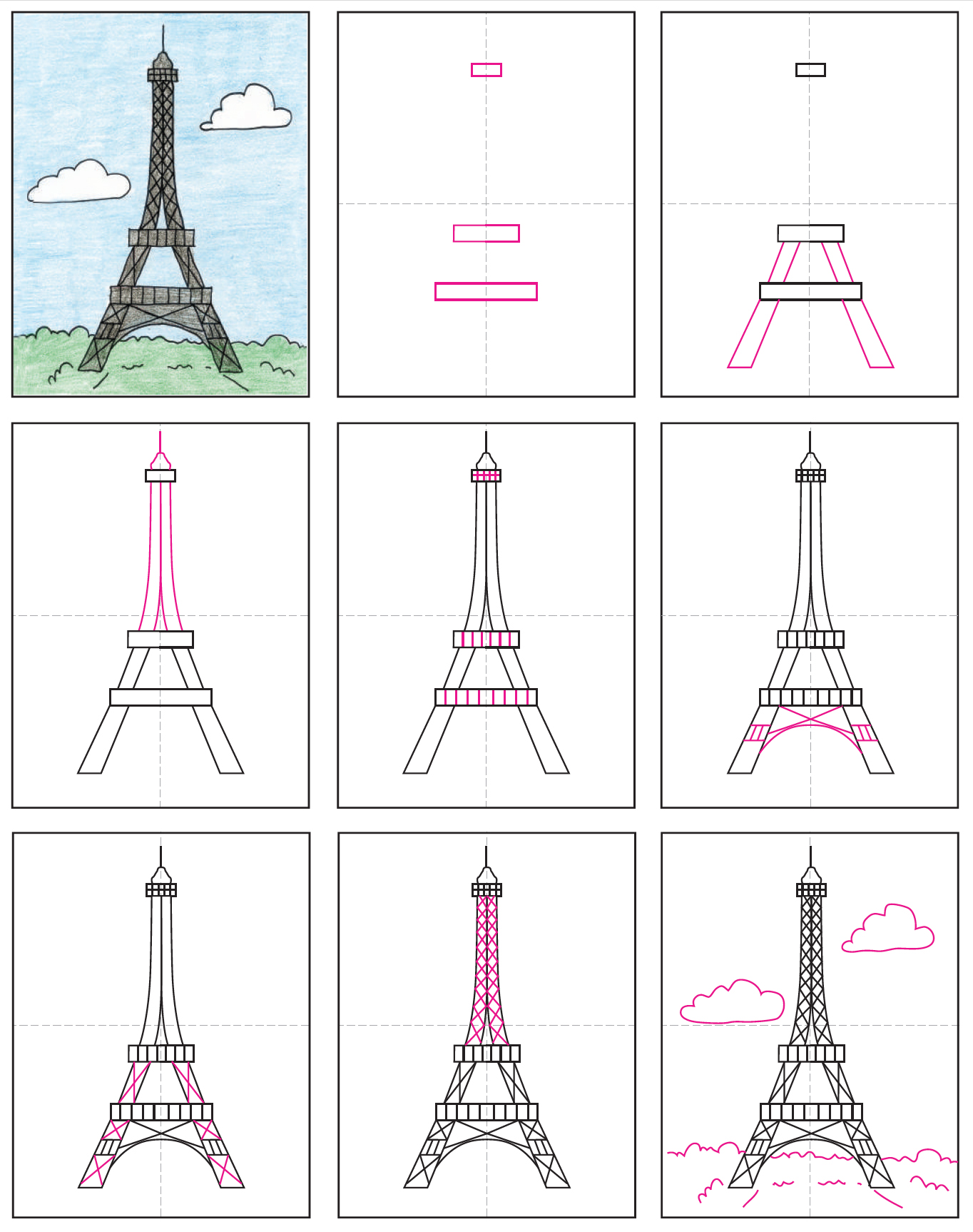 Eiffel Tower Simple Drawing High-Quality