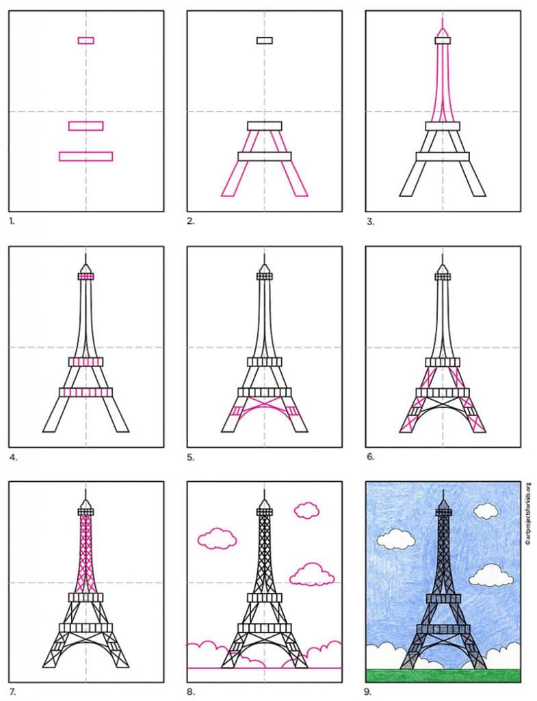 Eiffel Tower Simple Drawing Image