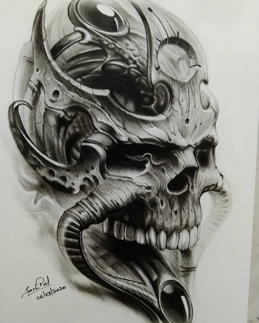 Evil Skull Drawing Beautiful Art