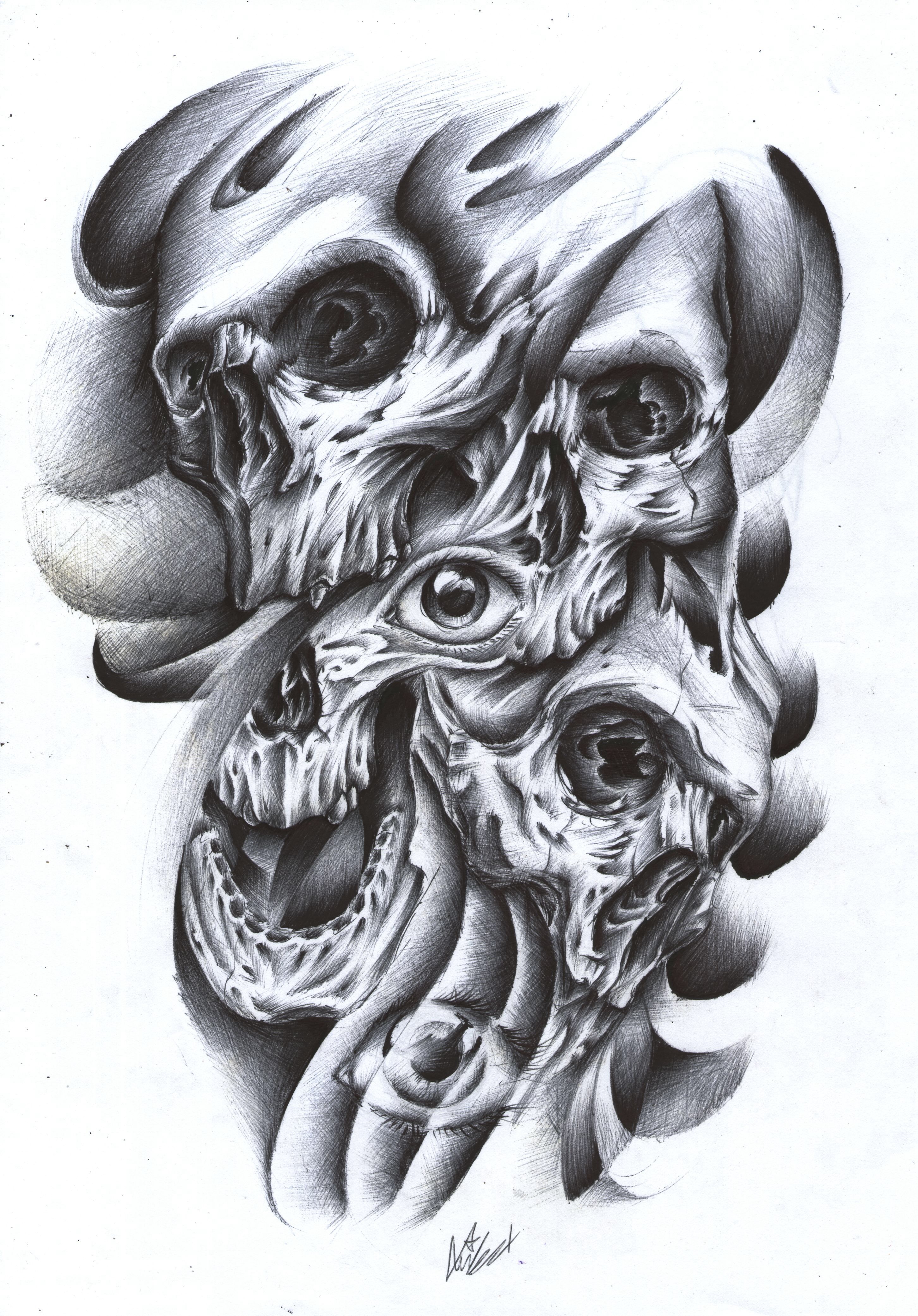 Evil Skull Drawing Sketch