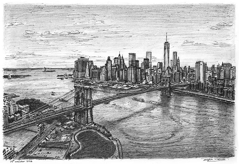 Brooklyn Bridge Art Drawing
