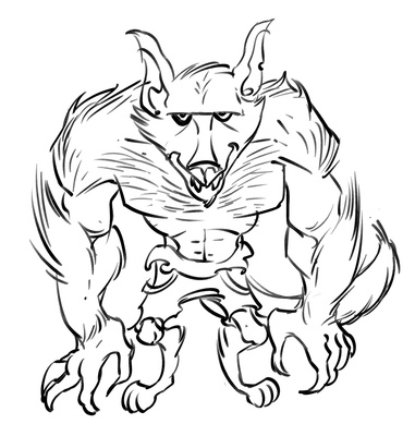 Cartoon Werewolf Drawing Pic