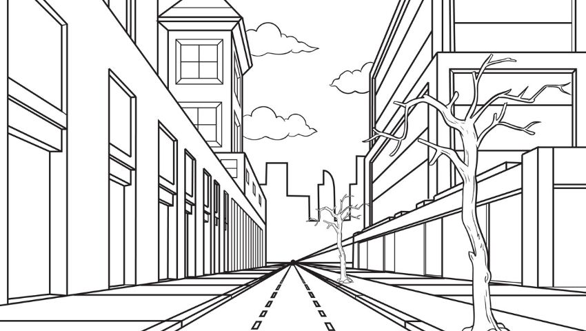 City Perspective Drawing Art