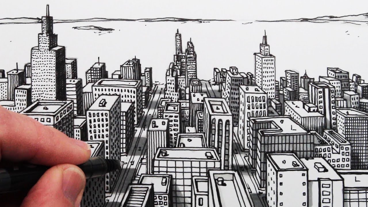City Perspective Drawing Realistic