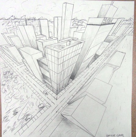 City Perspective Drawing Sketch