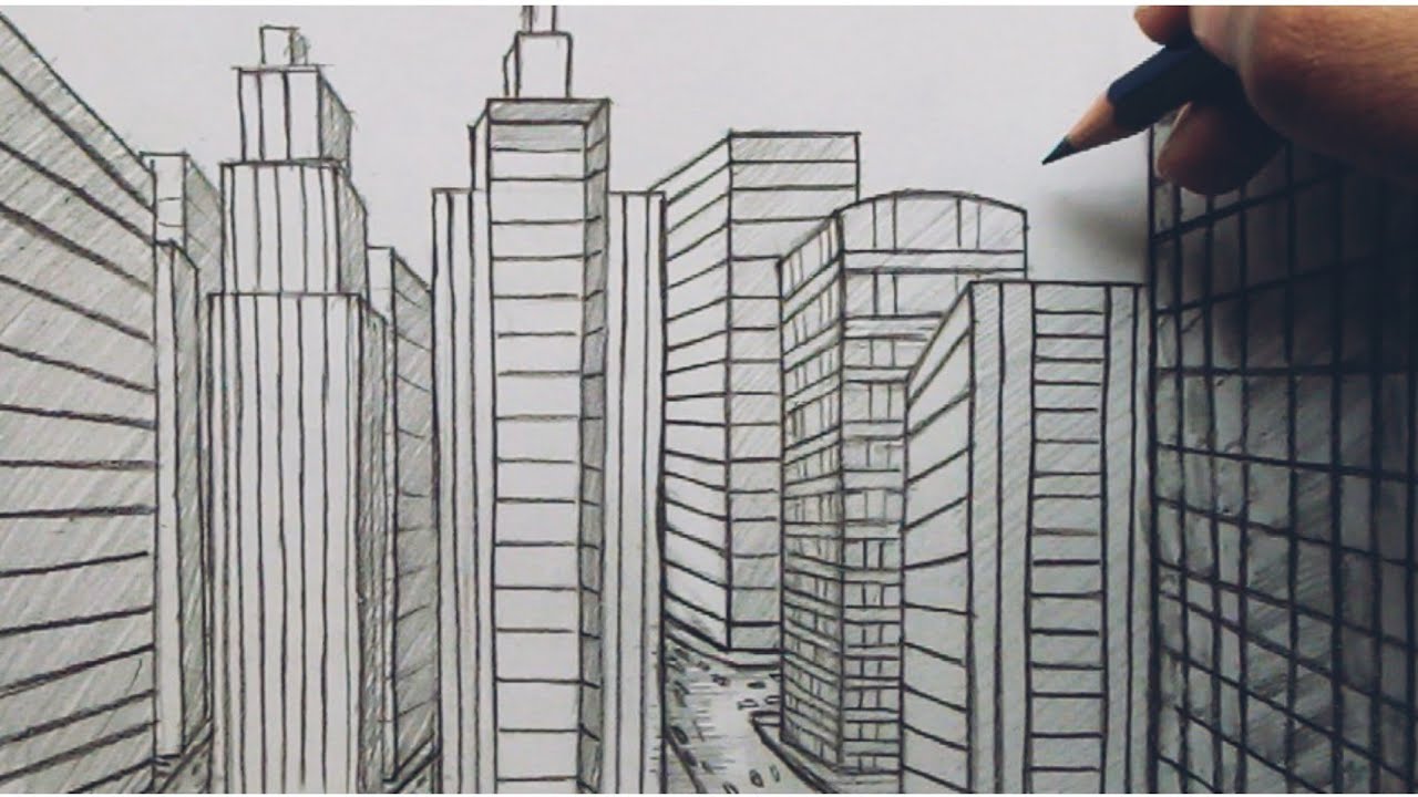 City Scape Drawing Beautiful Image