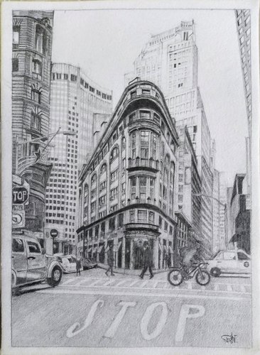 City Scape Drawing Realistic