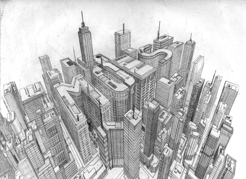 Cityscape Drawing Sketch