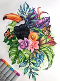Color Flower Drawing Realistic - Drawing Skill