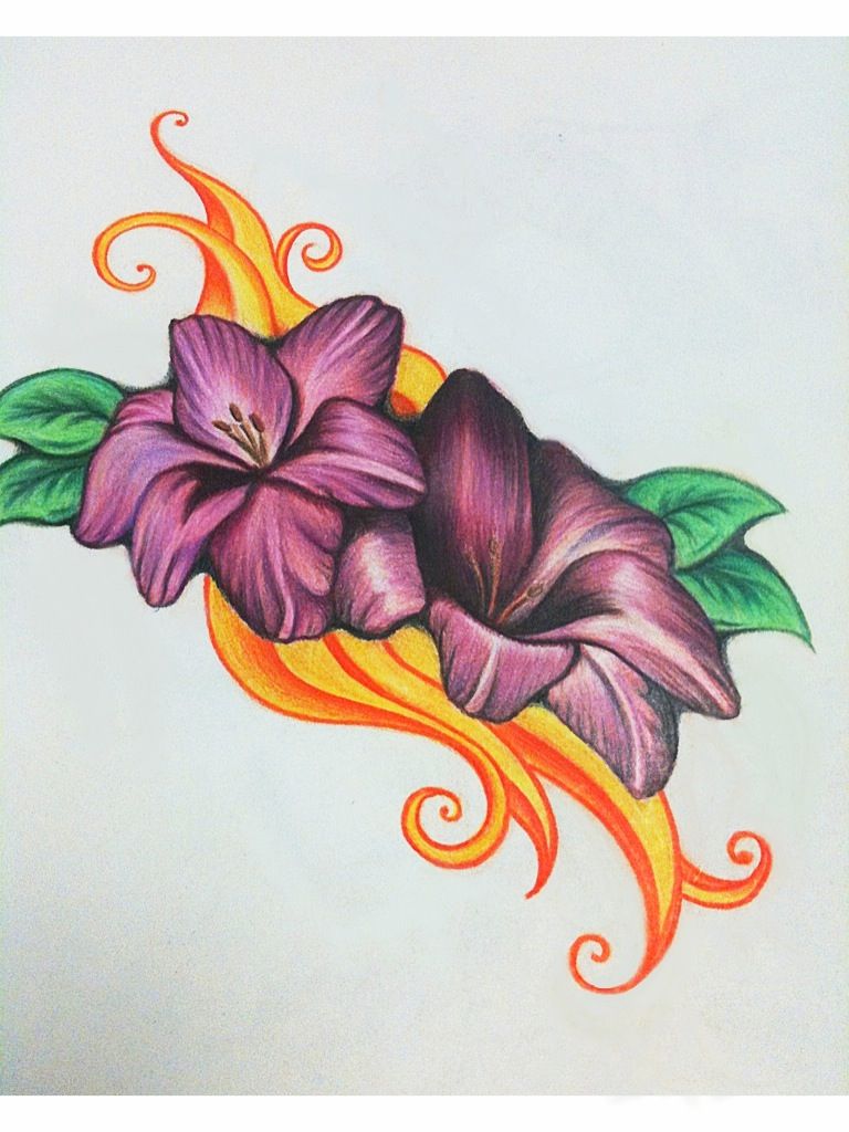 colored pencil drawing flowers - Clip Art Library