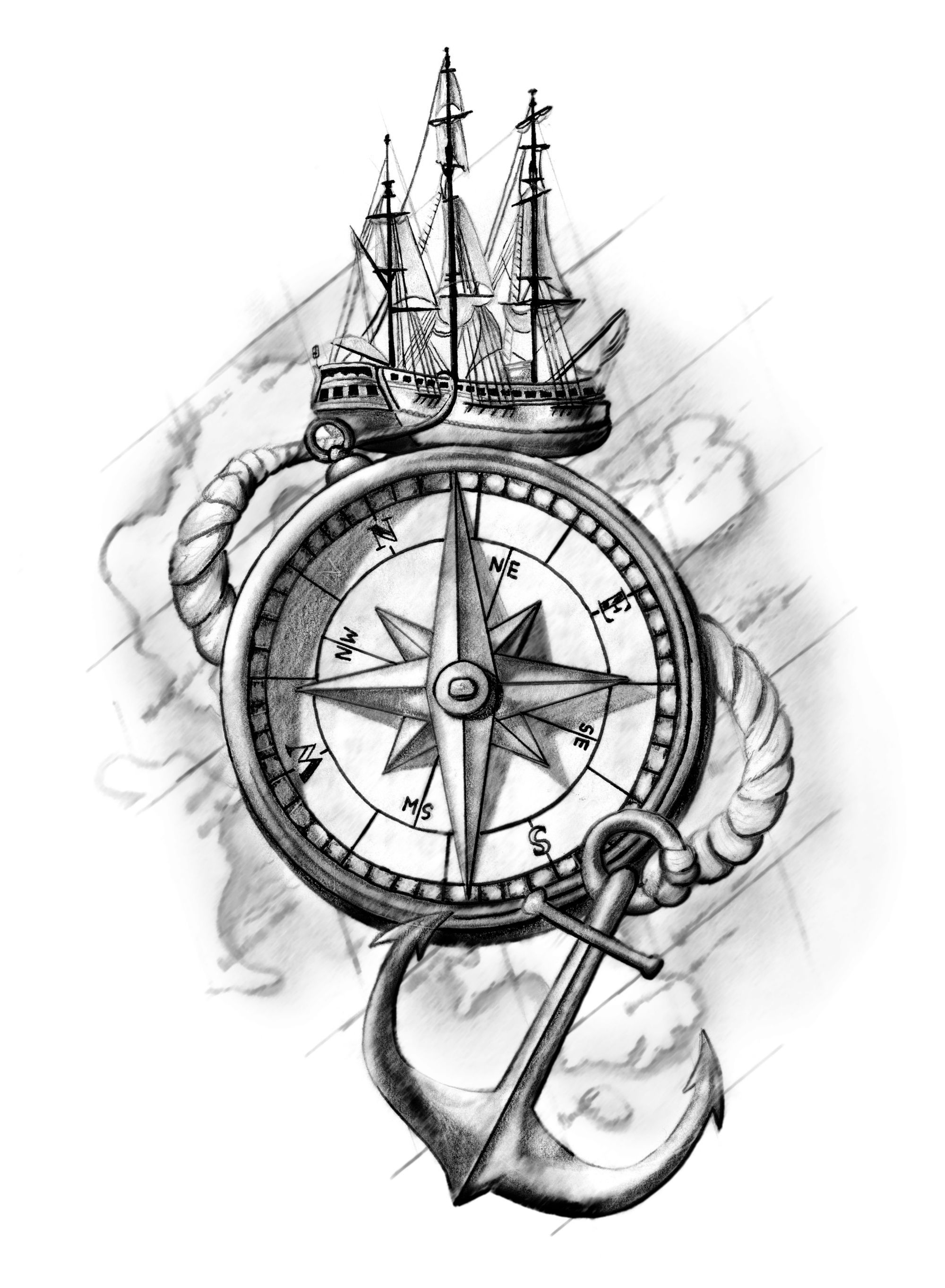 Compass Tattoo Art Drawing