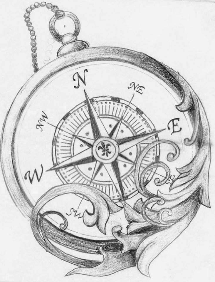 Compass Tattoo Drawing Beautiful Image