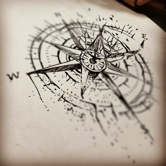 Compass Tattoo Drawing Pic