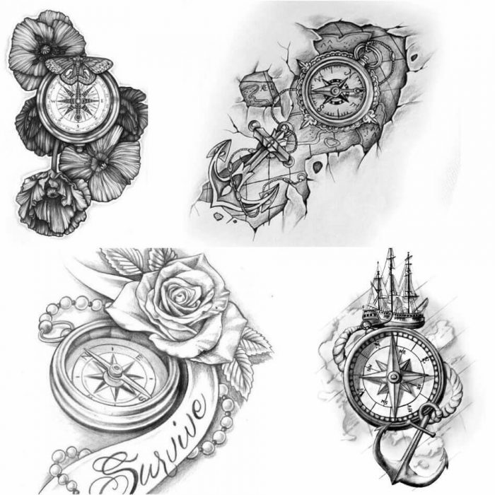 Premium Vector  Tattoo art compass crossed arrows roses