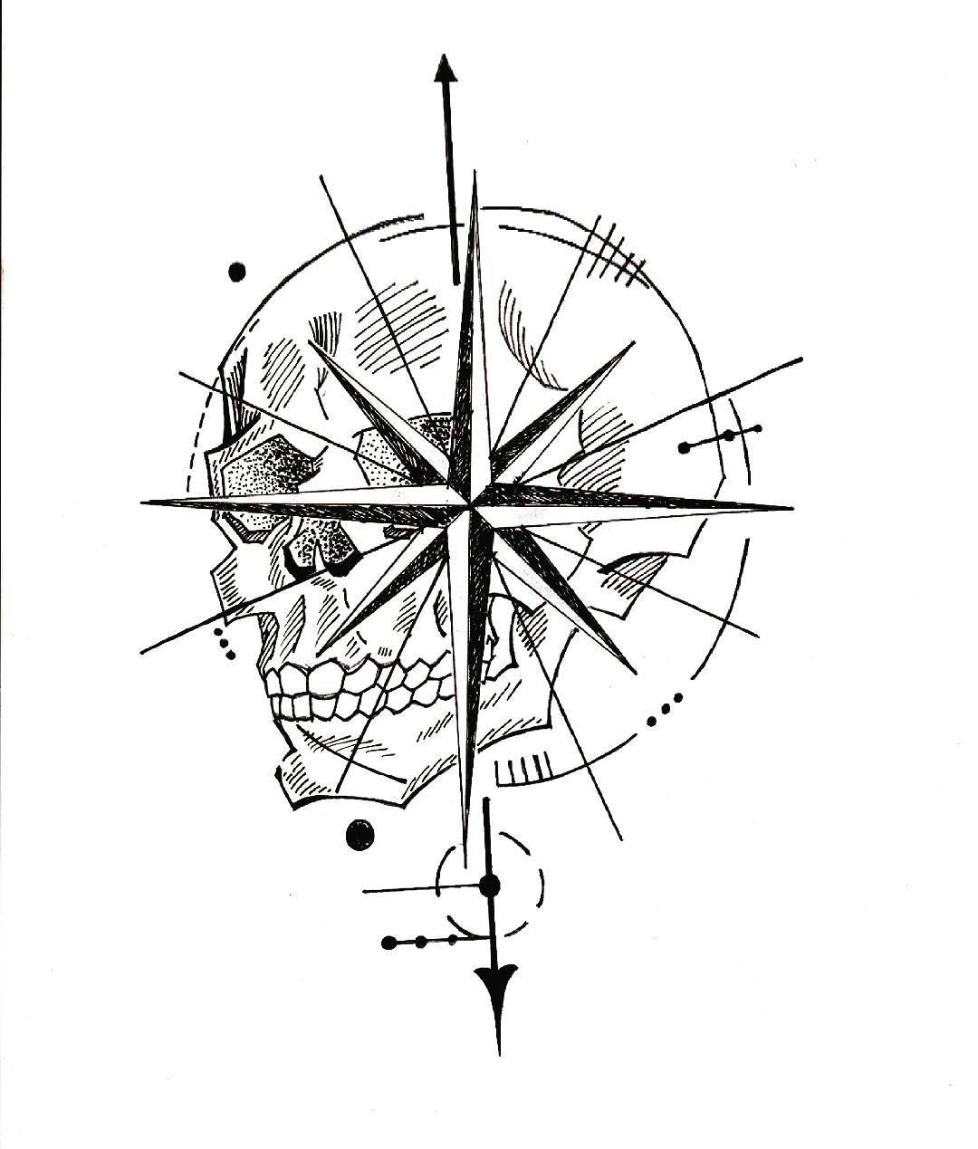 Compass Tattoo Drawing Sketch