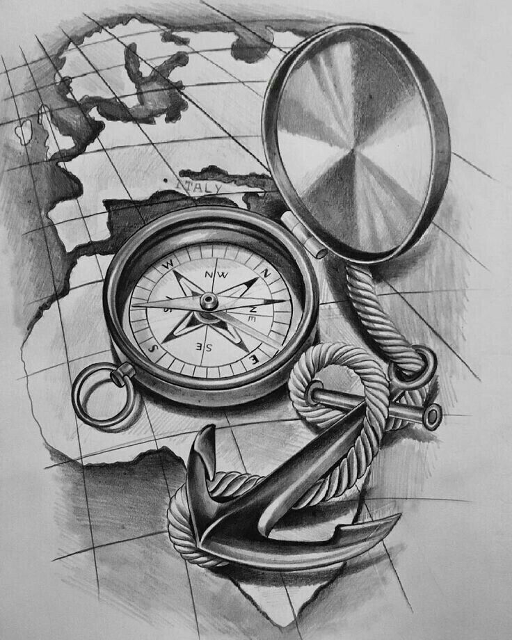 Compass Tattoo Drawing