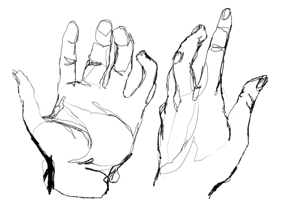 Contour Hands Drawing Realistic