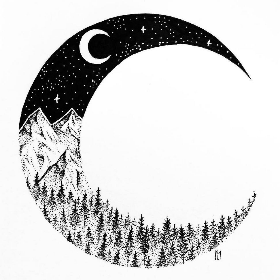 Crescent Moon Drawing Beautiful Image