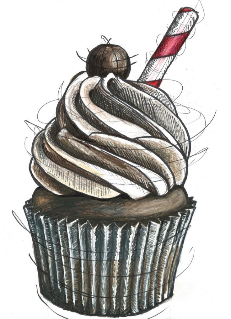 Cup Cake Drawing Images