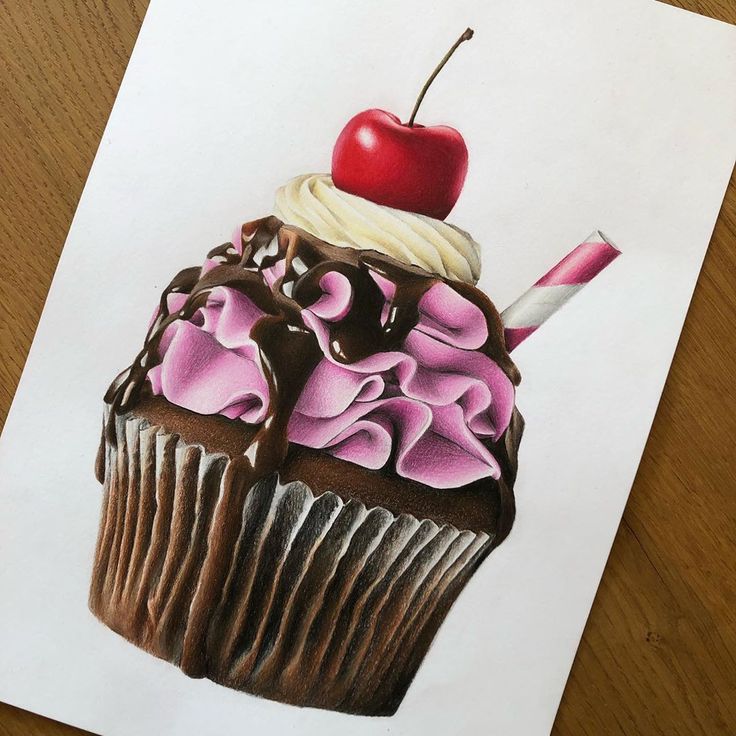 Cup Cake Drawing Pics
