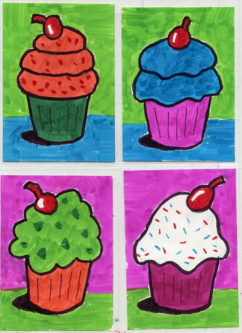 Cup Cake Drawing Picture
