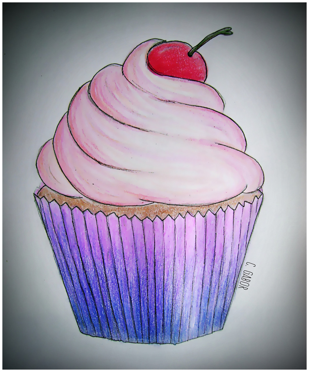 Cup Cake Drawing Sketch