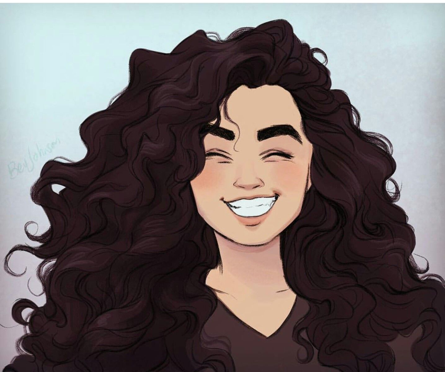 Curly Hair Girl Art Drawing - Drawing Skill