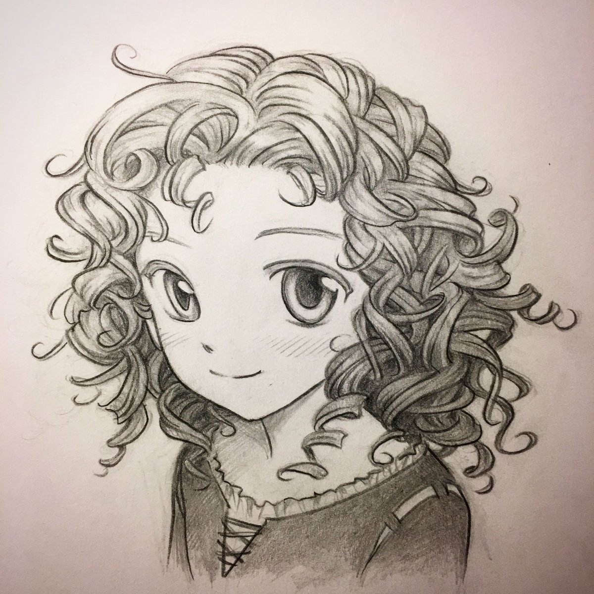 Curly Hair Girl Drawing Beautiful Image