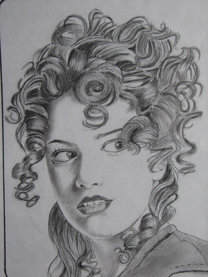 Curly Hair Girl Drawing Image