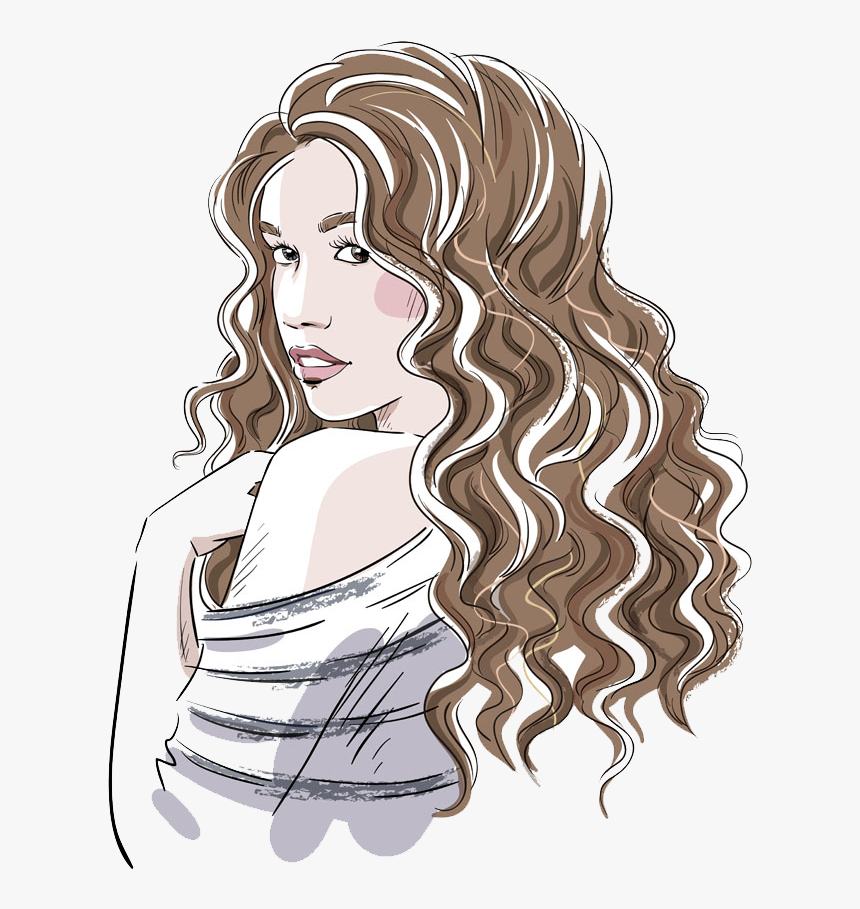 Curly Hair Girl Drawing Pic