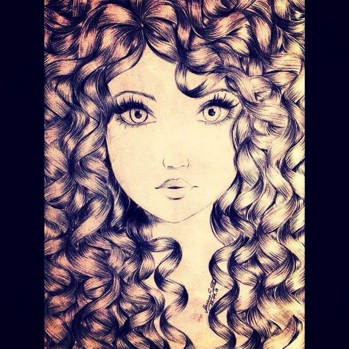 Curly Hair Girl Drawing Realistic