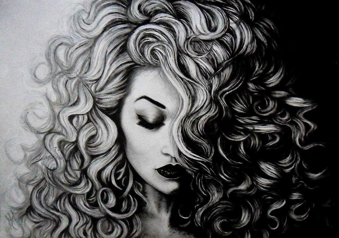 Curly Hair Girl Drawing
