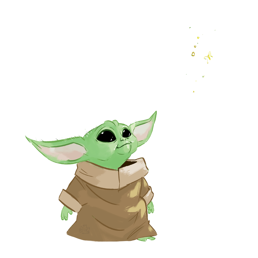 Cute Baby Yoda Drawing Photo