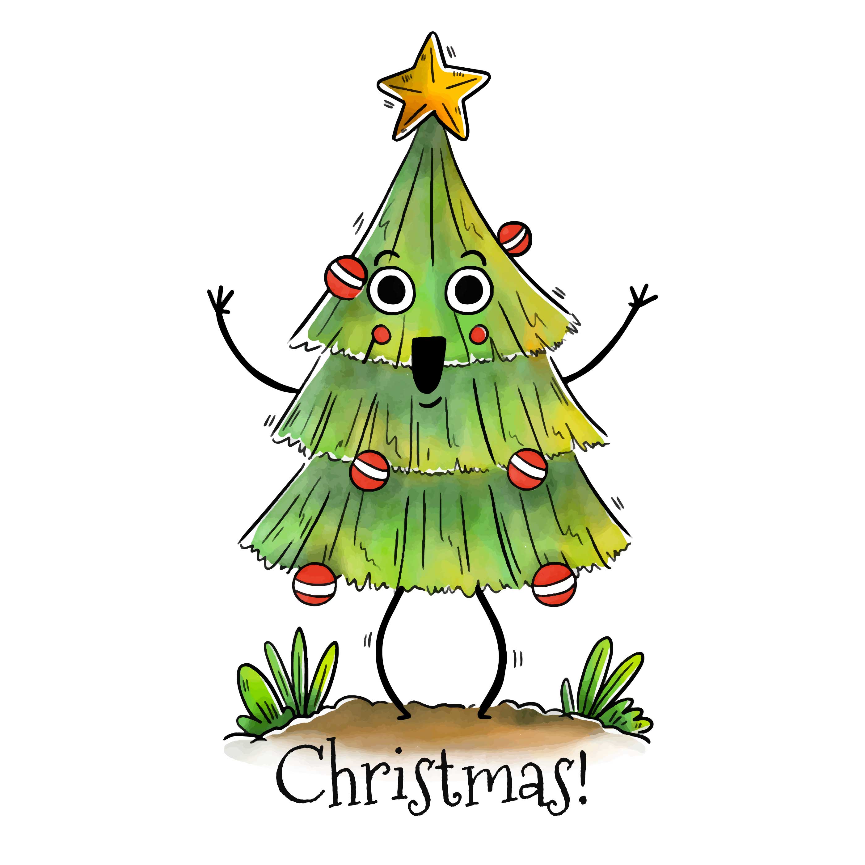 Cute Christmas Tree Drawing Photo