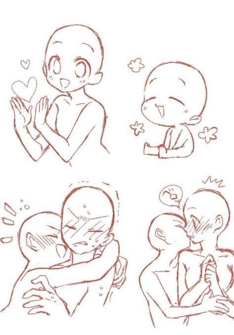 Cute Couple Poses Drawing High-Quality