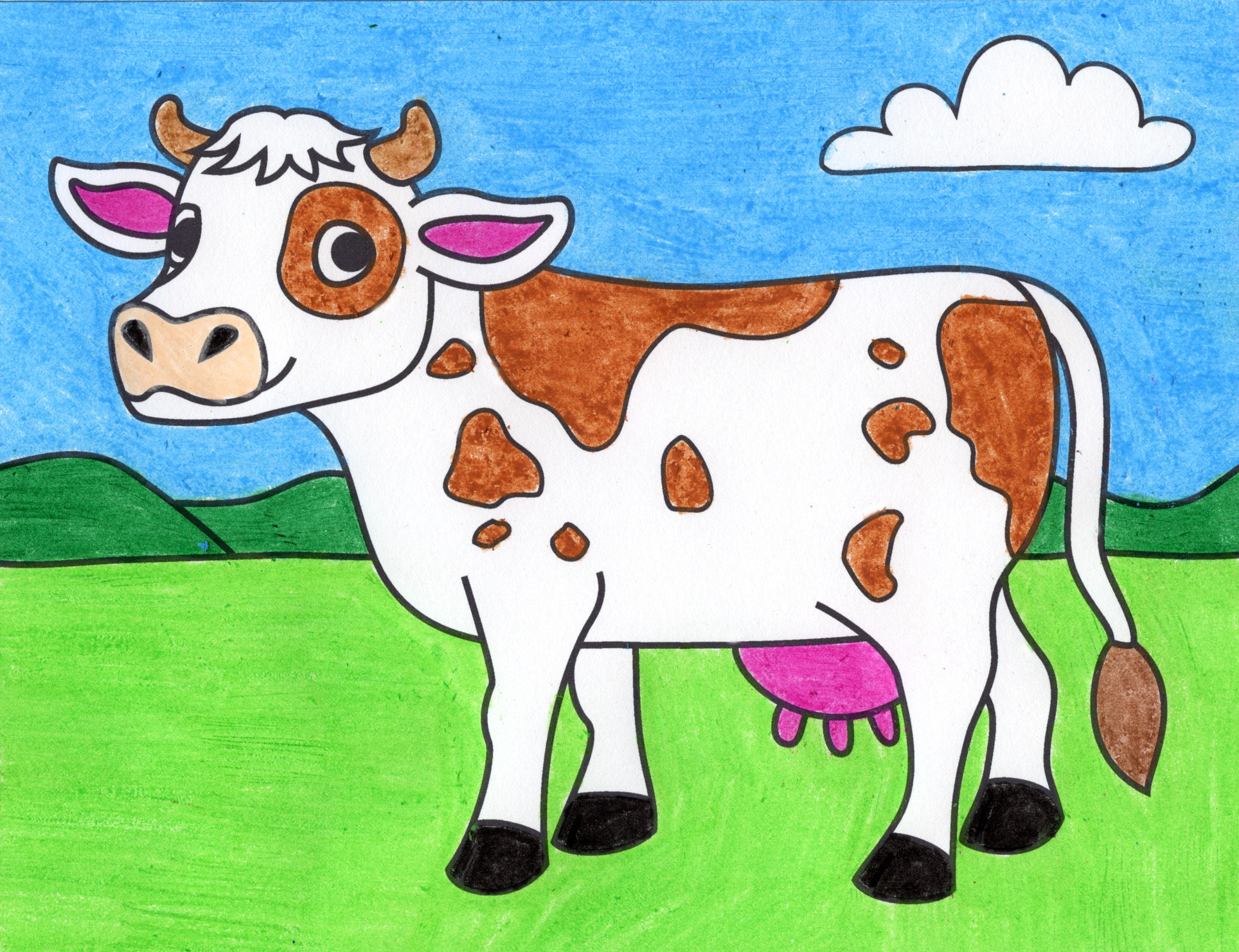 Cute Cow Drawing Photo