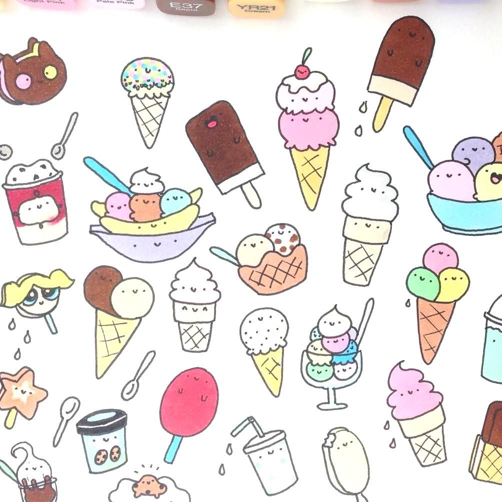 Cute Ice Cream Drawing Sketch