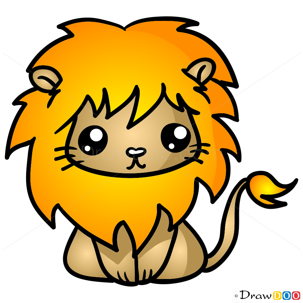 Cute Lion Drawing Photo