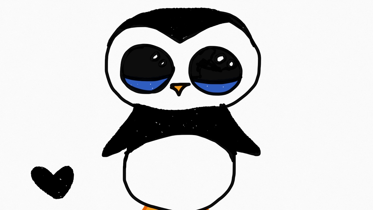 Cute Penguin Drawing Sketch